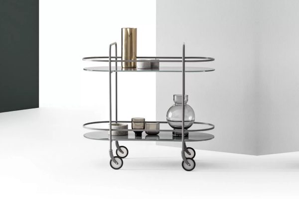 Cервировочный; кофейный столик CHIC от Bontempi Casa; стекло; металл серебро; 81 х 39 х 75 см