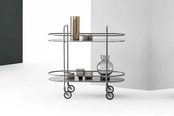 Cервировочный; кофейный столик CHIC от Bontempi Casa; стекло; металл серебро; 81 х 39 х 75 см